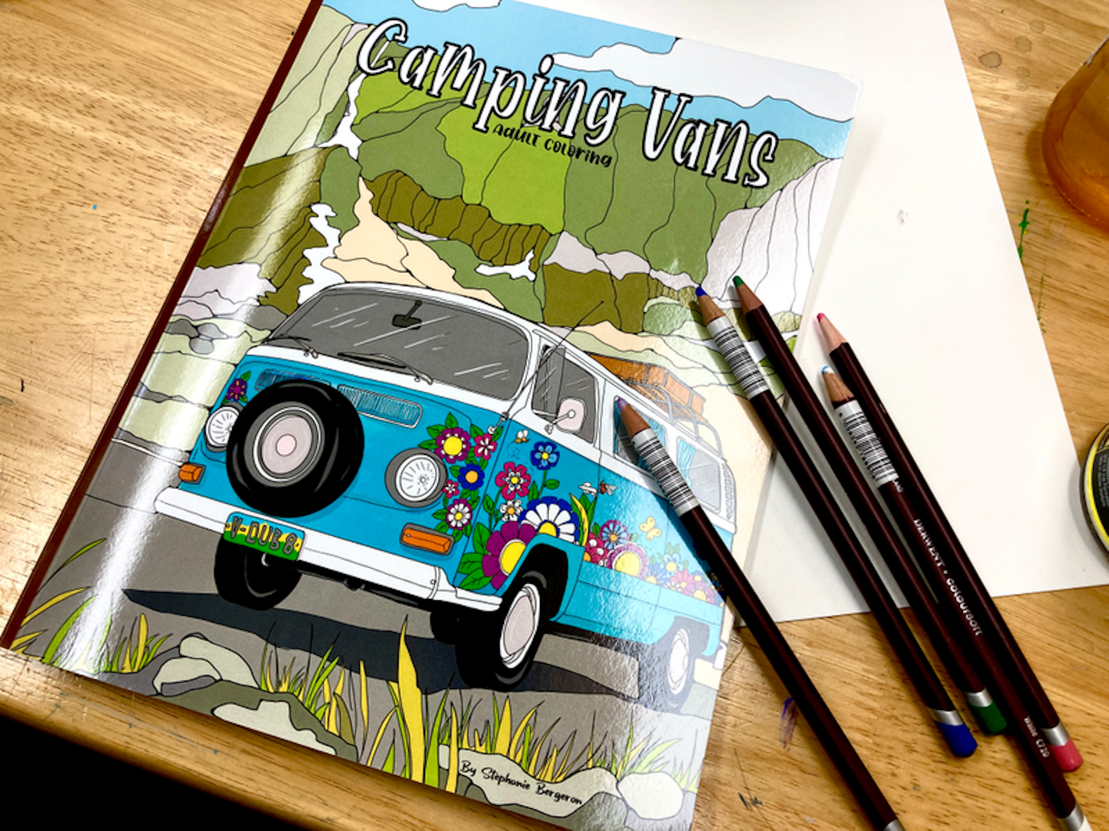 Camping Vans Adult Coloring Book
