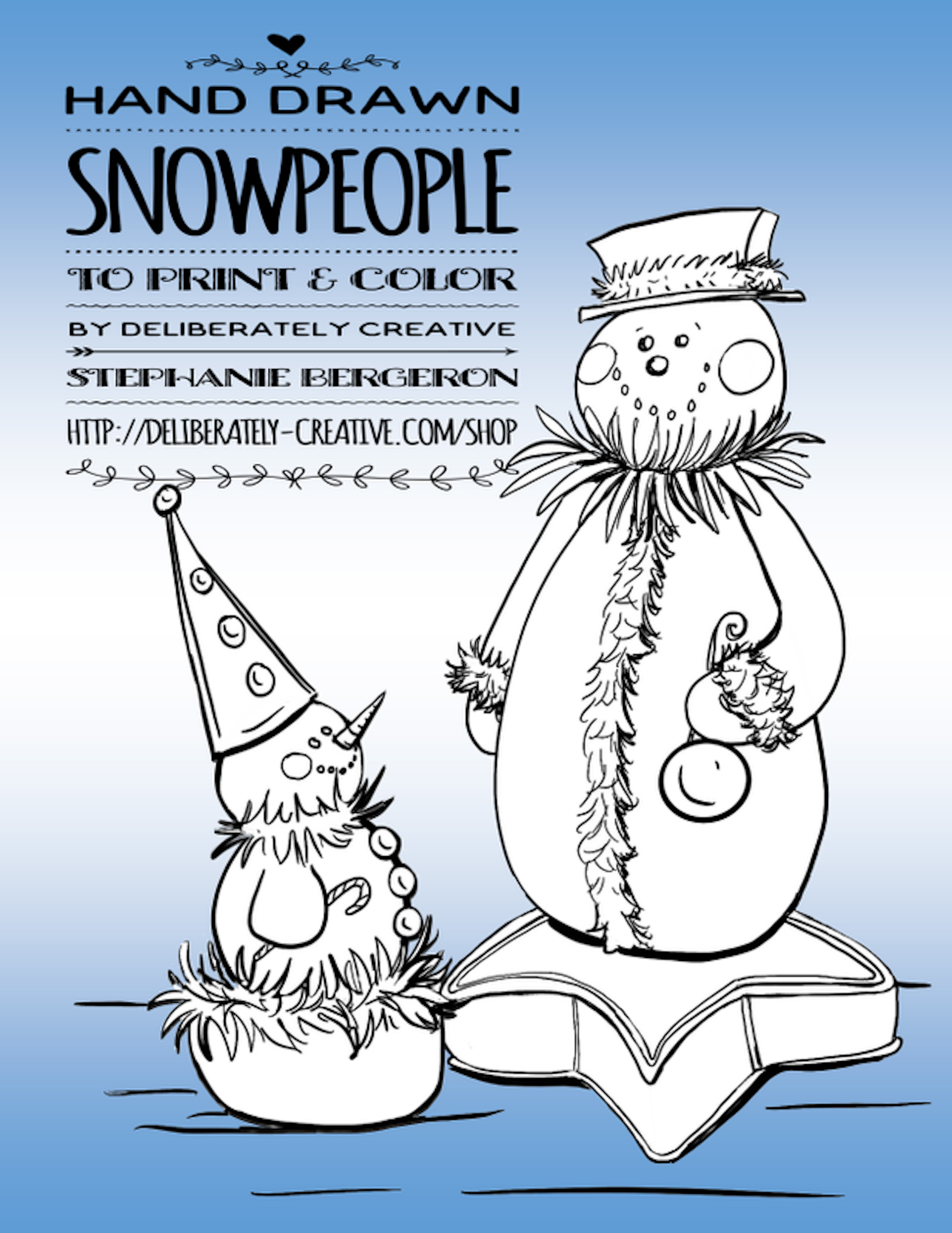 Snowpeople Winter Designs to Color
